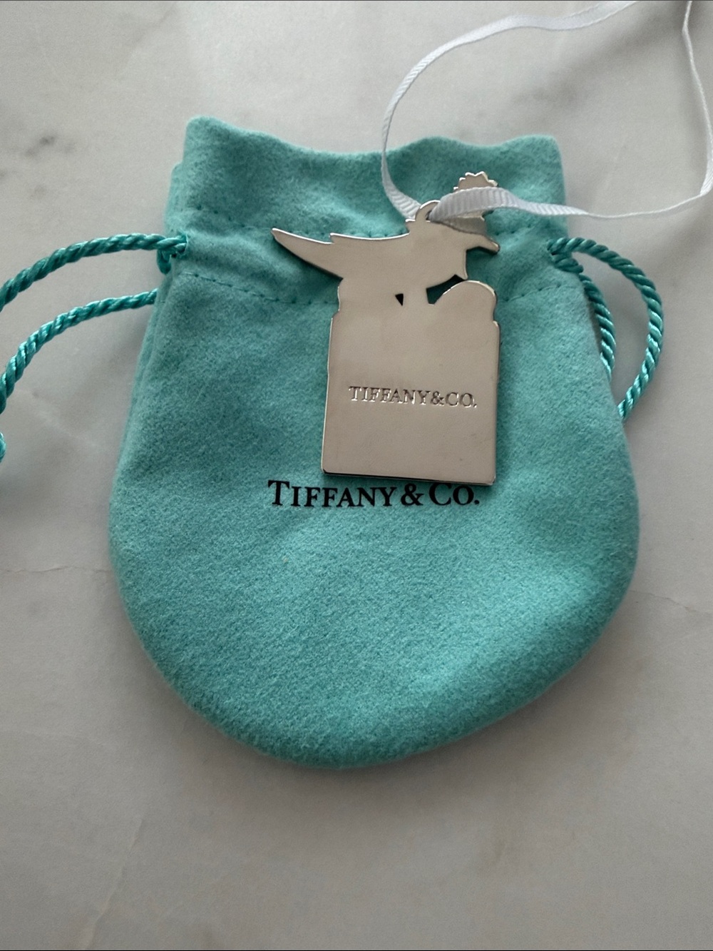 Tiffany & Co. Blue Velvet Holiday Gift Pouch with Silver Ornament - Picture 2 of 3